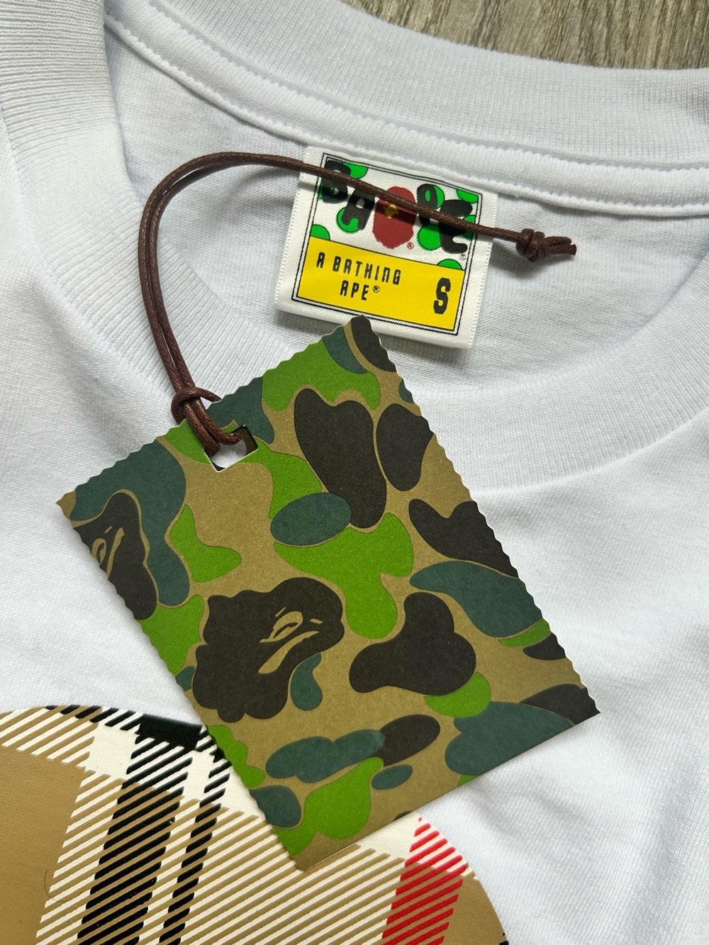 Bape & Burberry Collab White Tee | Size Small - Picture 4 of 6